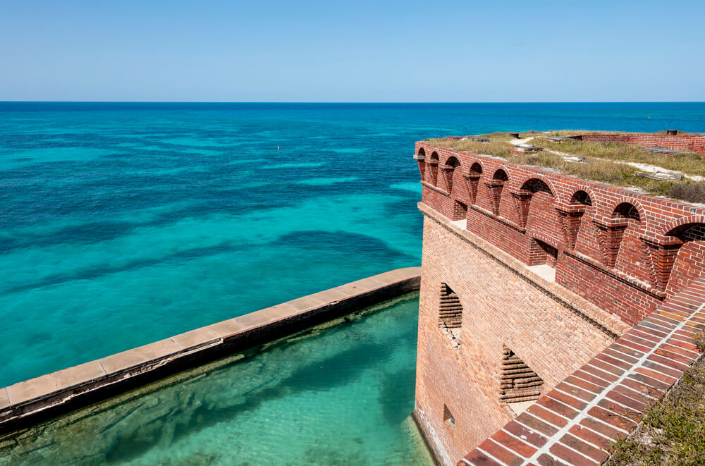 Side view of Fort Jefferson in Dry Tortugas