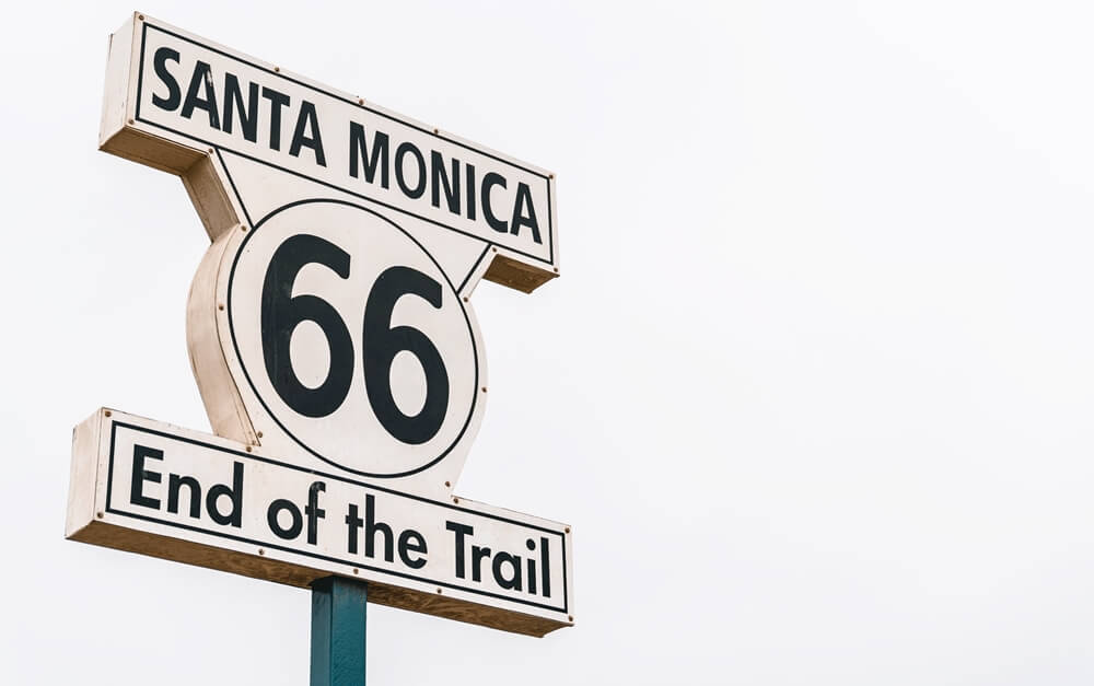 Route 66 End of Trail sign in Santa Monica, California (1)