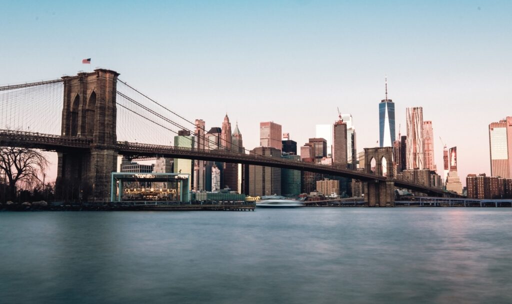 sunset at Brooklyn Bridge Park